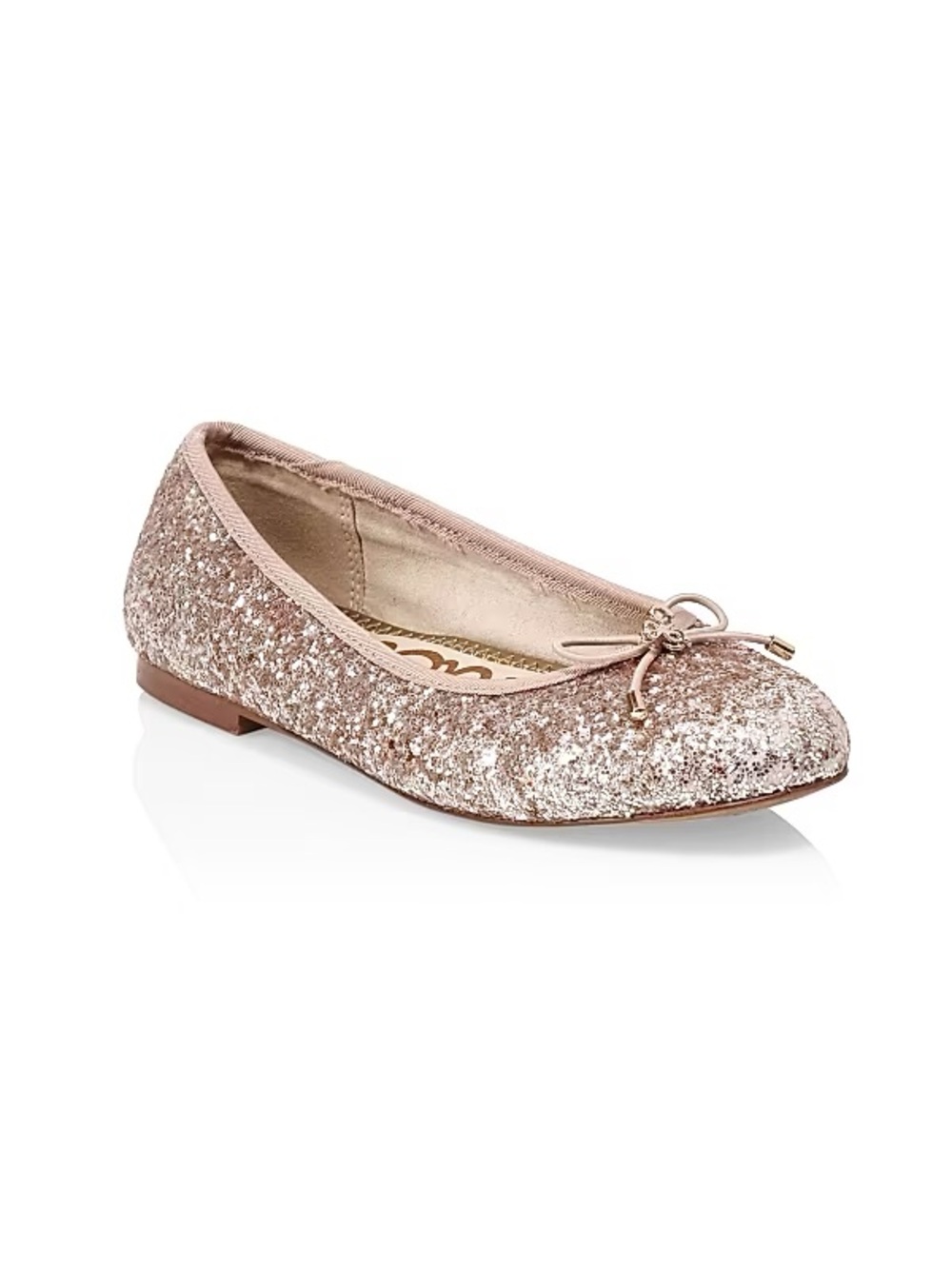 Sam Edelman Glitter Ballet Flat with Bow - Rose Gold